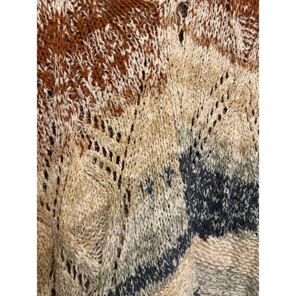 Free People Hooded Knit Sweater Womens L Multicolor Boho Textured Mixed Design - Picture 5 of 6